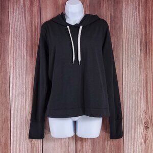 Vuori Womens XL Halo Essential Hoodie Cropped Heather Black Athleisure VW226